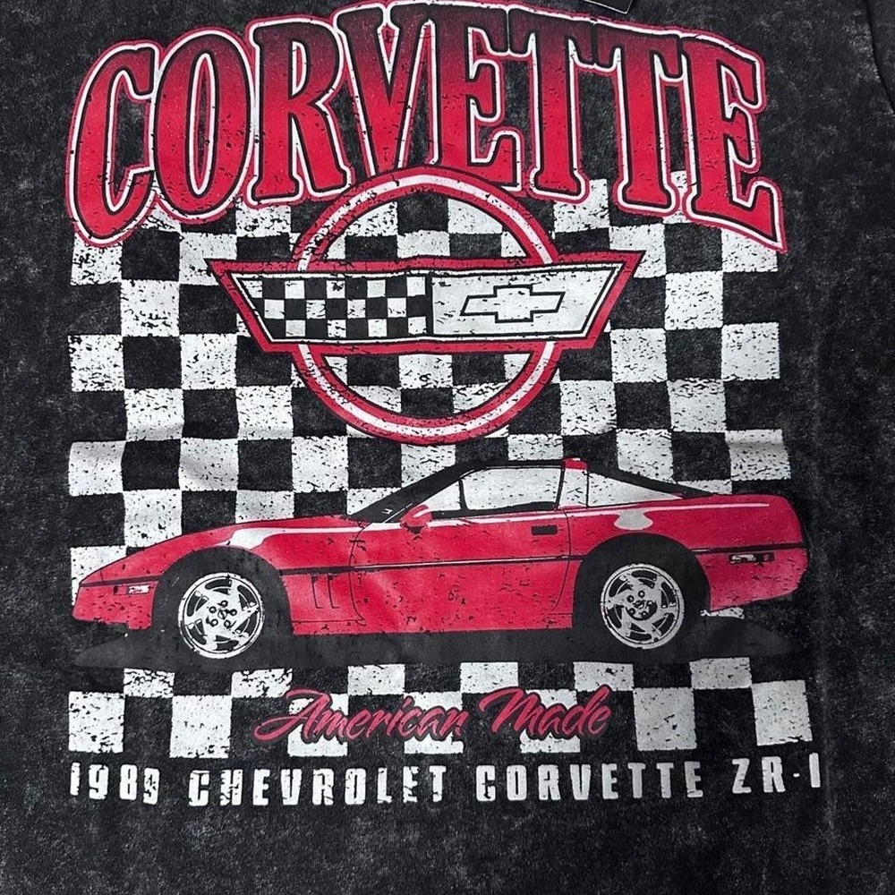 Chemistry Chevrolet Corvette 1989 ZR-1 Graphic Tee Acid Wash Grey Mens Med NWT